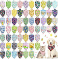 60 Pcs Spring Summer Dog Bandanas Bulk Adjustable Floral Puppy Scarves Pet Bandana Washable Flower Puppy Grooming Bandana for Small Medium Large Breed Dog Cat Pet Grooming Accessories