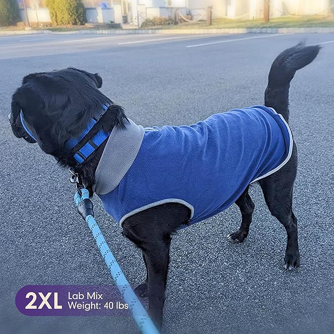 cyeollo 2 Pack Dog Sweater Fleece Vest Pullover Sweatshirt Dog Jacket Reflective Stretchy Lightweight Pet Clothes Cold Weather Coats for Medium Dogs Boy Navy & Grey