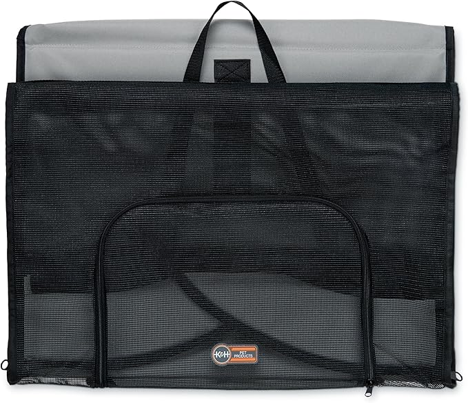 K&H Pet Products Enclosed Large Dog Car Seat, Travel Safety Carrier, Dog Travel Car Seat, Soft-Sided Covered Pet Carrier, Washable Pad, Multiple Entrances, Mesh Windows - Large 29.5 X 22 X 25.5in