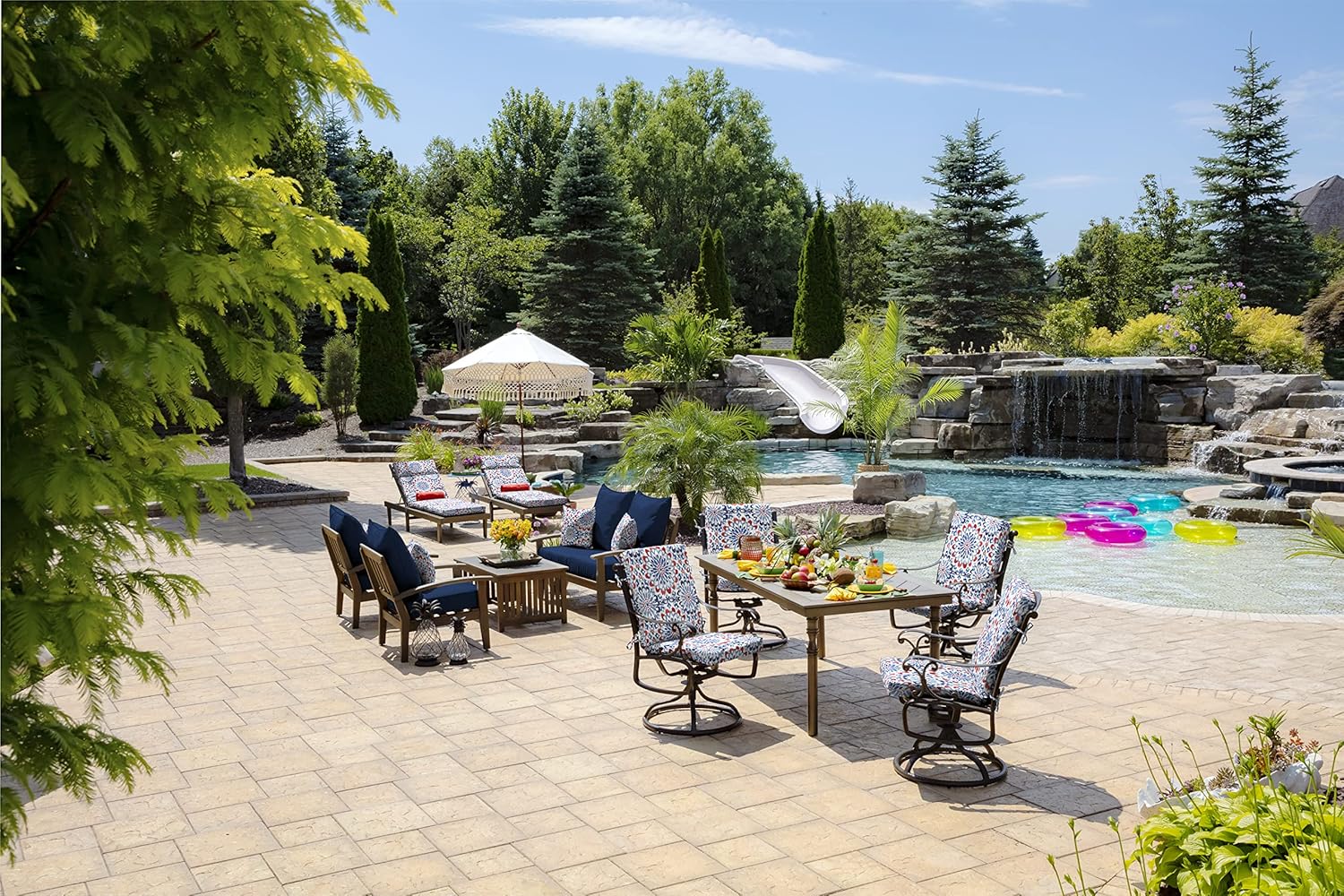 Arden Outdoor Midback Chair Cushion, 18 x 16.5, Clark Blue