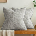 a moment Grey Reversible Pillow Covers 2 Pack - Farmhouse Chenille Throw Pillows, Neutral Textured Decorative Throw Pillow Covers with Border for Couch Sofa Bed (18x18 Inch, No Insert)