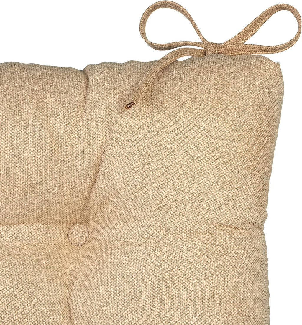 Klear Vu Omega Non-Slip Rocking Chair Cushion, Assembled in USA, Thick Tufted Design, Includes Seat Pad & Back Pillow with Ties, 17x17 Inches, 2-Piece Set, Honeycomb Natural