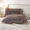 Uhamho Set of 2 Faux Fur Throw Pillow Covers Soft Velvet Decorative Pillowcases Zipper Closure (Purplish Taupe, 20"x36")