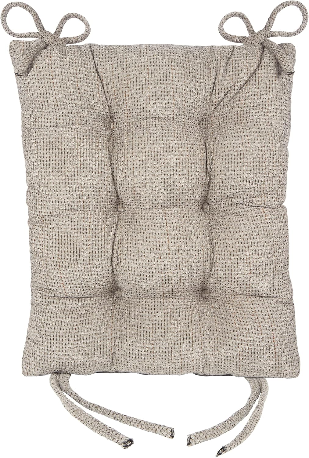 Klear Vu Omega Non-Slip Rocking Chair Cushion, Assembled in USA, Thick Tufted Design, Includes Seat Pad & Back Pillow with Ties, 17x17 Inches, 2-Piece Set, Tyson Graystone