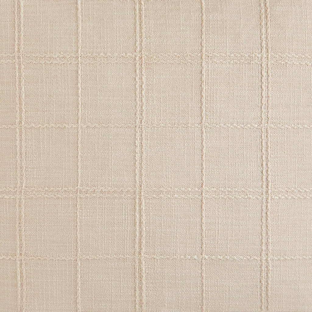 ZeeMart Linen Checked Throw Pillow Covers Set of 2, 18x18 Inch Beige/Cream, Farmhouse Decorative Single Sided Grid Embroidered Couch Pillow Cases Neutral Cotton Linen Cushion Covers