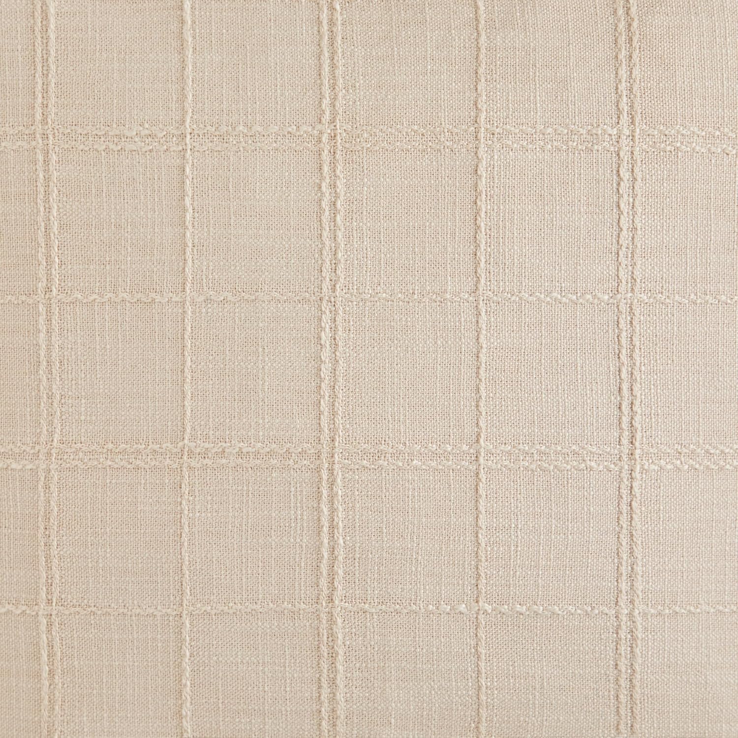 ZeeMart Linen Checked Throw Pillow Covers Set of 2, 18x18 Inch Beige/Cream, Farmhouse Decorative Single Sided Grid Embroidered Couch Pillow Cases Neutral Cotton Linen Cushion Covers