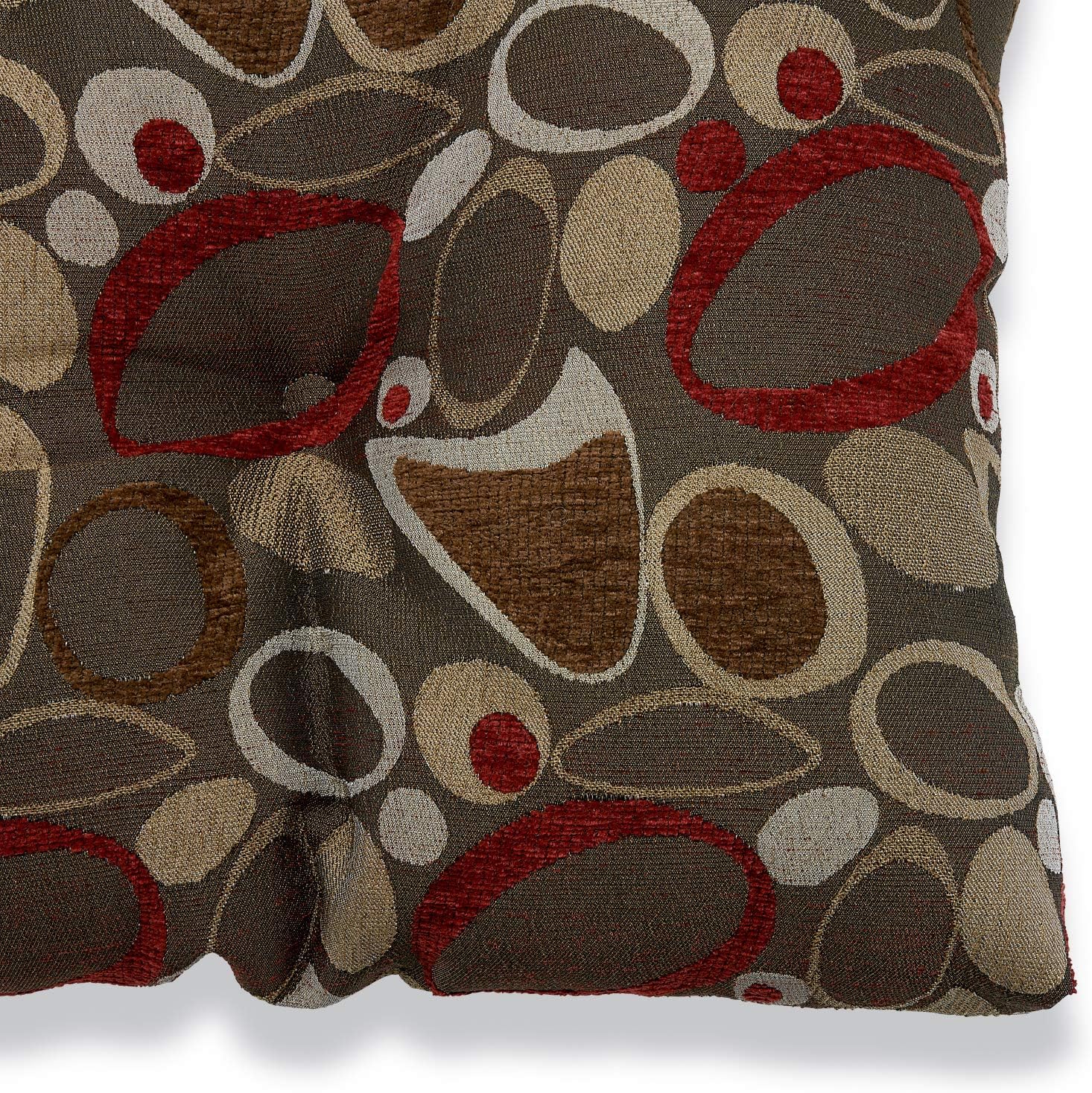 Klear Vu Omega Non-Slip Rocking Chair Cushion, Assembled in USA, Thick Tufted Design, Includes Seat Pad & Back Pillow with Ties, 17x17 Inches, 2-Piece Set, Floral Brown