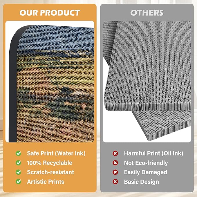 2 Packs Art Cat Wall-Mountable Scratching Board 16.7x11x1 Inch Cat Wall Scratch Pad and Scratcher for Indoor Cats Furniture Protector (Series3)