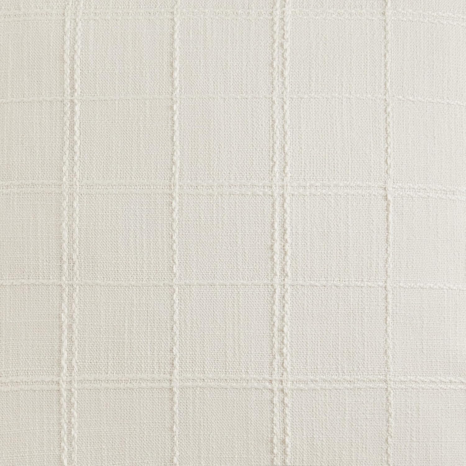 ZeeMart Linen Checked Throw Pillow Covers Set of 2, 18x18 Inch Ivory/Cream, Farmhouse Decorative Single Sided Grid Embroidered Couch Pillow Cases Off White Cotton Linen Cushion Covers