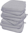 AAAAAcessories D-Shaped Chair Cushions, Featuring Ties and Removable, Machine-Washable Cover, 2'' Thick Seat Pads for Kitchen and Dining Rooms, 17'' x 16'', Set of 8, Pinstripe Dark Gray