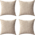 Decorative Throw Pillow Covers 20x20 Inch Set of 4, Soft Solid Farmhouse Chenille Couch Pillows, Spring Pillow Covers for Couch Sofa Bed Living Room Home Decor Pillowcase, Light Khaki