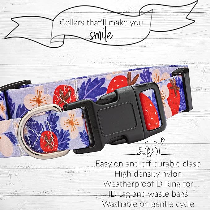 Lucky Love Dog - Adjustable Dog Collar with Easy Click Buckle for Small to Large Ones, Durable, & Comfortable for Male & Female Dogs, Pet Collar for Puppies & Adult Dogs - Sweet Berry, Large