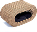 Fun Stackable Wicker Cat Hideaway House - Interactive Play Rattan Cat House for Indoor Cats Kitty, Pet Friendly Top/Side House Entry, Cat Bed Enclosed
