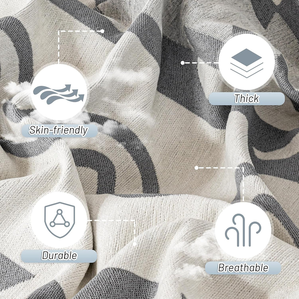 MYSKY HOME Couch Cover for Sectional Sofa Set for Dog Cat Pets Couch Cover 3 Cushion Couch Sofa Chenille Boho Geometric Furniture Sofa Cover Washable Couch Protector Multi-Use Throw Blanket, 71" X134"