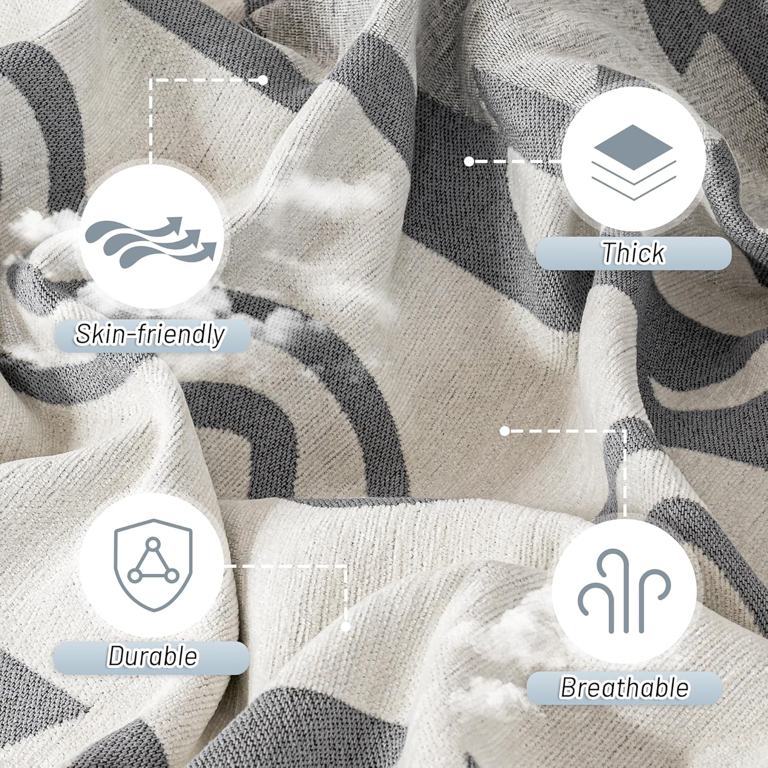 MYSKY HOME Boho Couch Cover for Dogs Washable Grey Rhombic Couch Sofa Protector for Loveseat Sofa with Pets Friendly Chenille Geometric Sofa Covers Soft Durable Farmhouse Sofa Slipcovers, 71" X102"