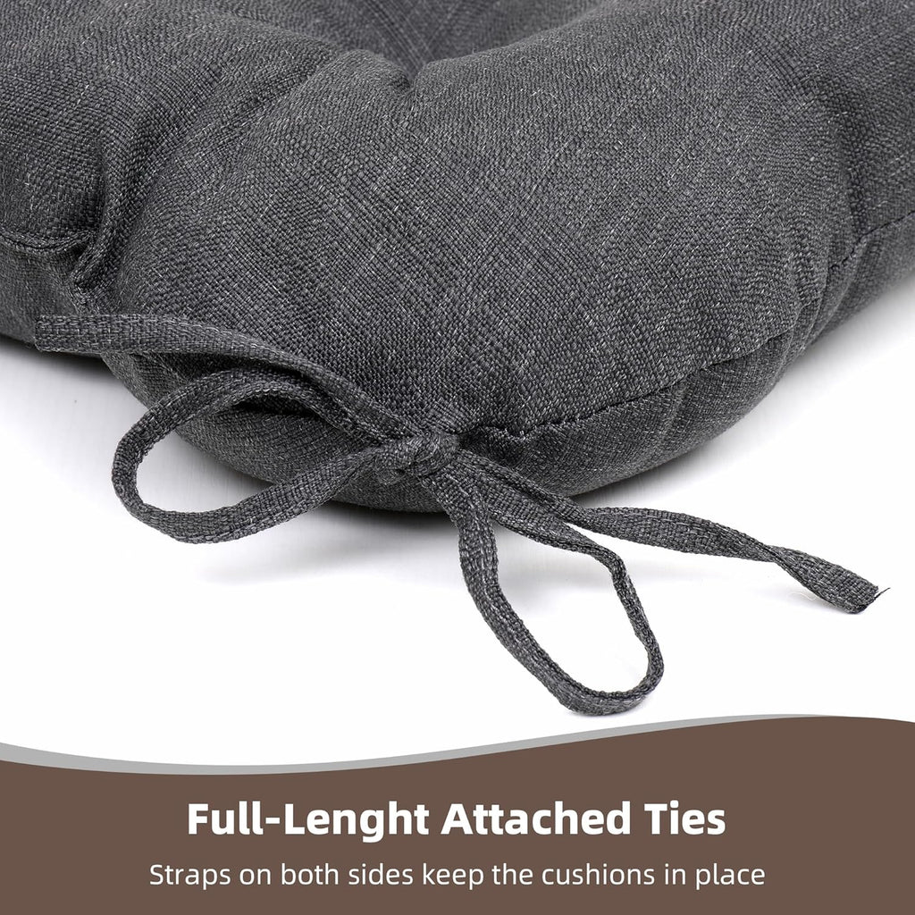 RACE LEAF 4 Pack Patio Chair Cushions 19x19 Inch, Thickened Waterproof Cushions with Stain Resistant Cover and Non-Slip Ties for Patio Furniture (Gray)