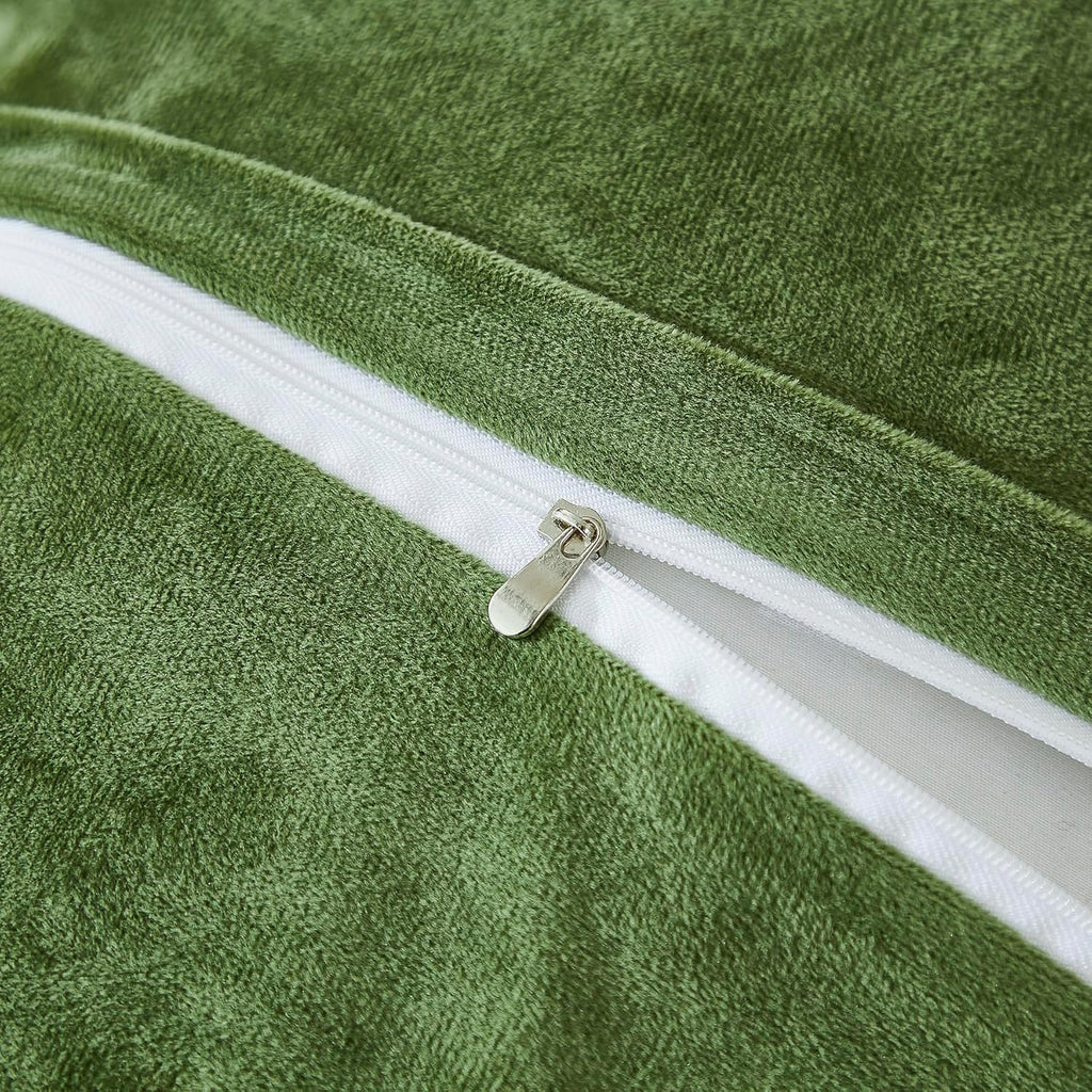 Uhamho Set of 2 Standard Pillowcases Faux Fur Throw Pillow Covers Queen Size Shams Soft Velvet Decorative Zipper Closure (Sage, 20"x26")