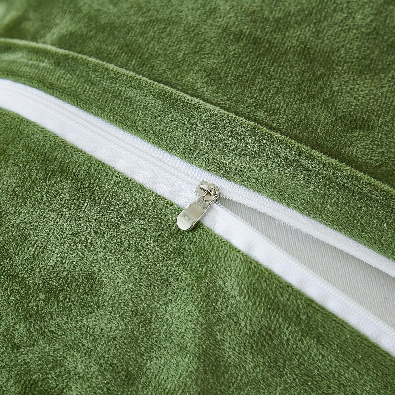 Uhamho Set of 2 Standard Pillowcases Faux Fur Throw Pillow Covers Queen Size Shams Soft Velvet Decorative Zipper Closure (Sage, 20"x26")