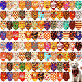 Newwiee 100 Pcs Fall Dog Bandanas Bulk for X-Large Dogs Thanksgiving Pumpkin Maple Leaf Triangle Bandanas Bibs Adjustable Pet Scarf Holiday Soft Breathable Thanksgiving Day Scarf Accessories for Puppy
