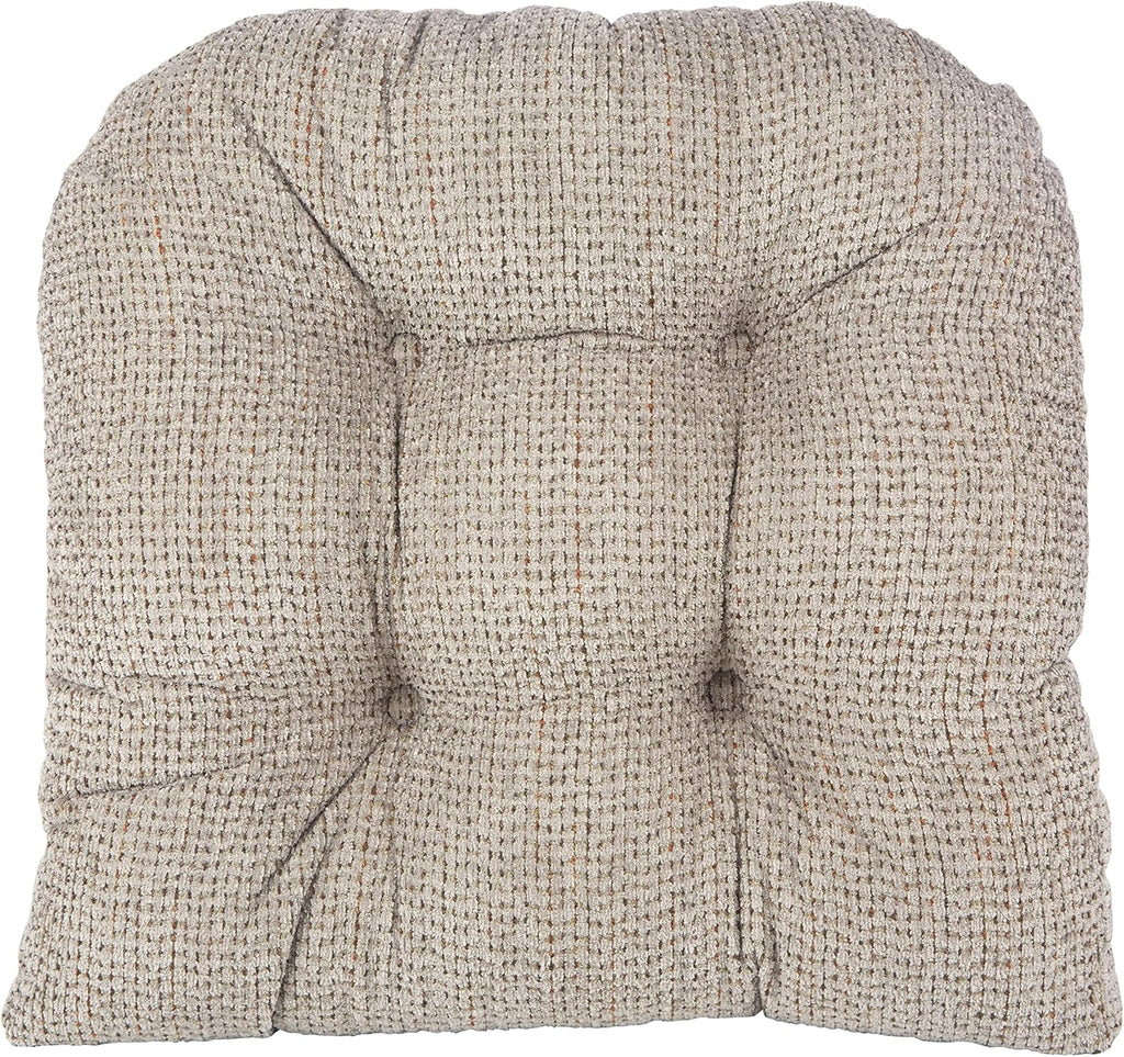 Klear Vu Omega Non-Slip Rocking Chair Cushion, Assembled in USA, Thick Tufted Design, Includes Seat Pad & Back Pillow with Ties, 17x17 Inches, 2-Piece Set, Tyson Graystone