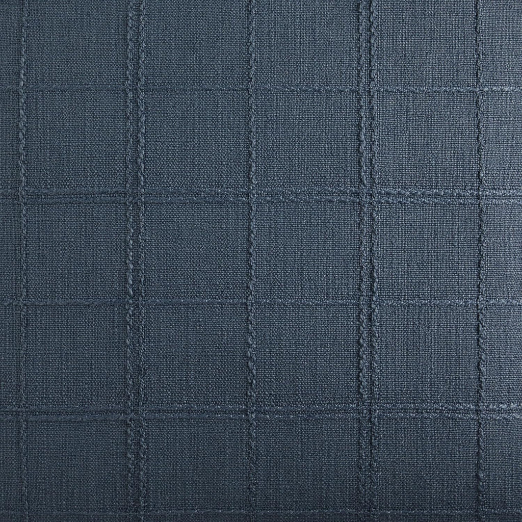 ZeeMart Linen Checked Throw Pillow Covers Set of 2, 16x16 Inch Navy/Cream, Farmhouse Decorative Single Sided Grid Embroidered Couch Pillow Cases Dark Blue Cotton Linen Cushion Covers