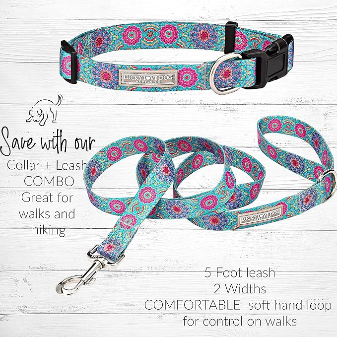 Lucky Love Dog - Adjustable Dog Collar with Easy Click Buckle for Small to Large Ones, Durable, & Comfortable for Male & Female Dogs, Pet Collar for Puppies & Adult Dogs - Clara, Large
