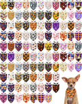 PET SHOW 100 Pack Halloween Extra Small Dog Bandanas Bulk Seamless Pumpkin Triangle Bibs Scarves XS for Puppies Cats Adjustable Grooming Kerchiefs for Girl Boy Pets Costume Accessories (Small)
