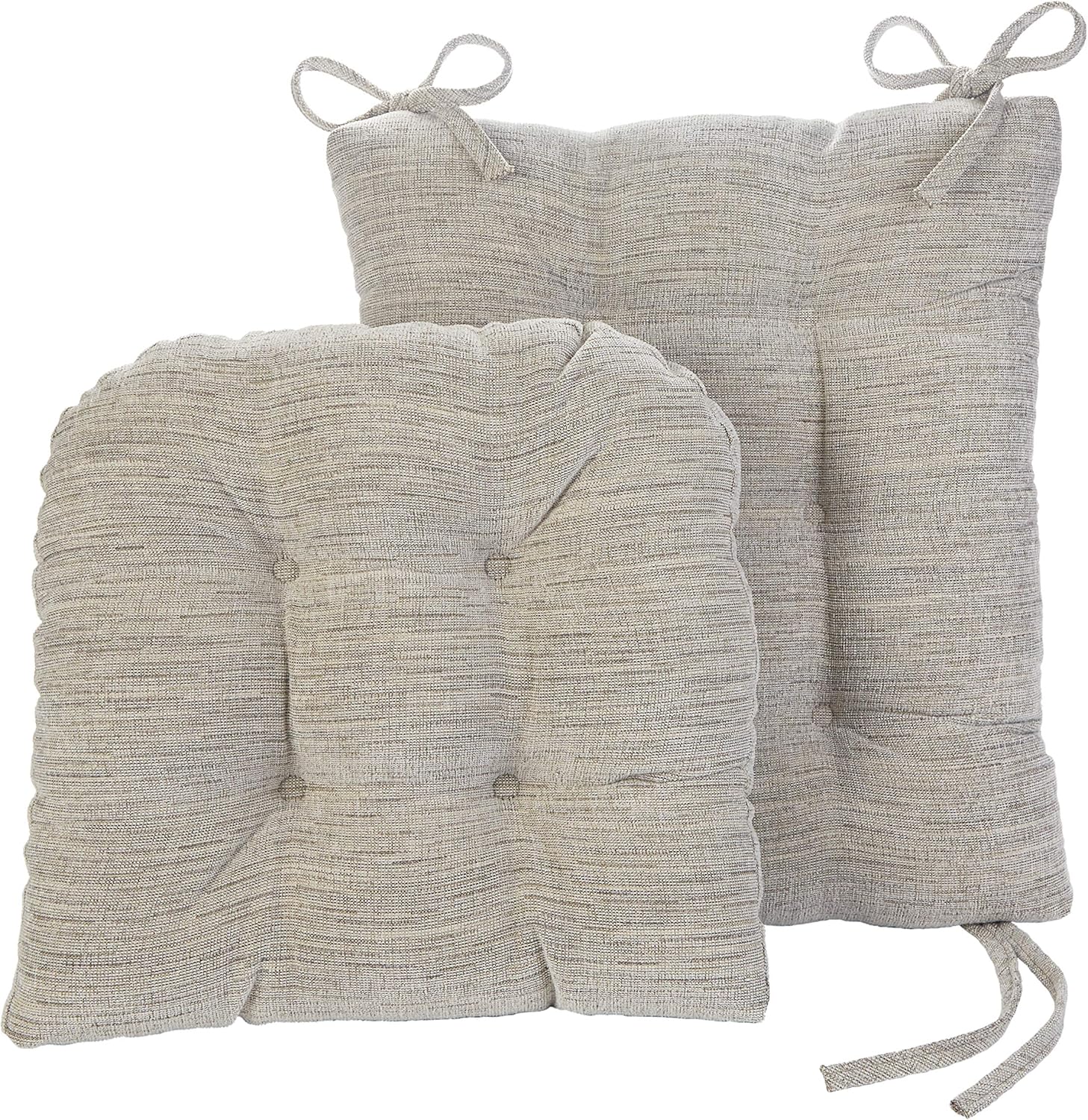 Klear Vu Omega Non-Slip Rocking Chair Cushion Set, Assembled in USA, Thick Padding & Tufted Design, Includes Seat Pad & Back Pillow with Ties, 17x17 Inches, 2-Piece Set, Saltbox Gray