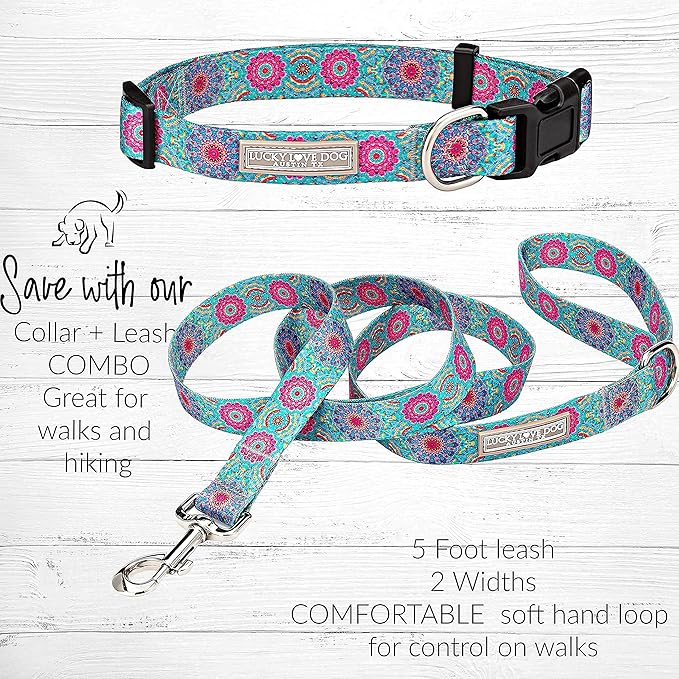 Lucky Love Dog - Adjustable Dog Collar with Easy Click Buckle for Small to Large Ones, Durable, & Comfortable for Male & Female Dogs, Pet Collar for Puppies & Adult Dogs - Clara, Medium