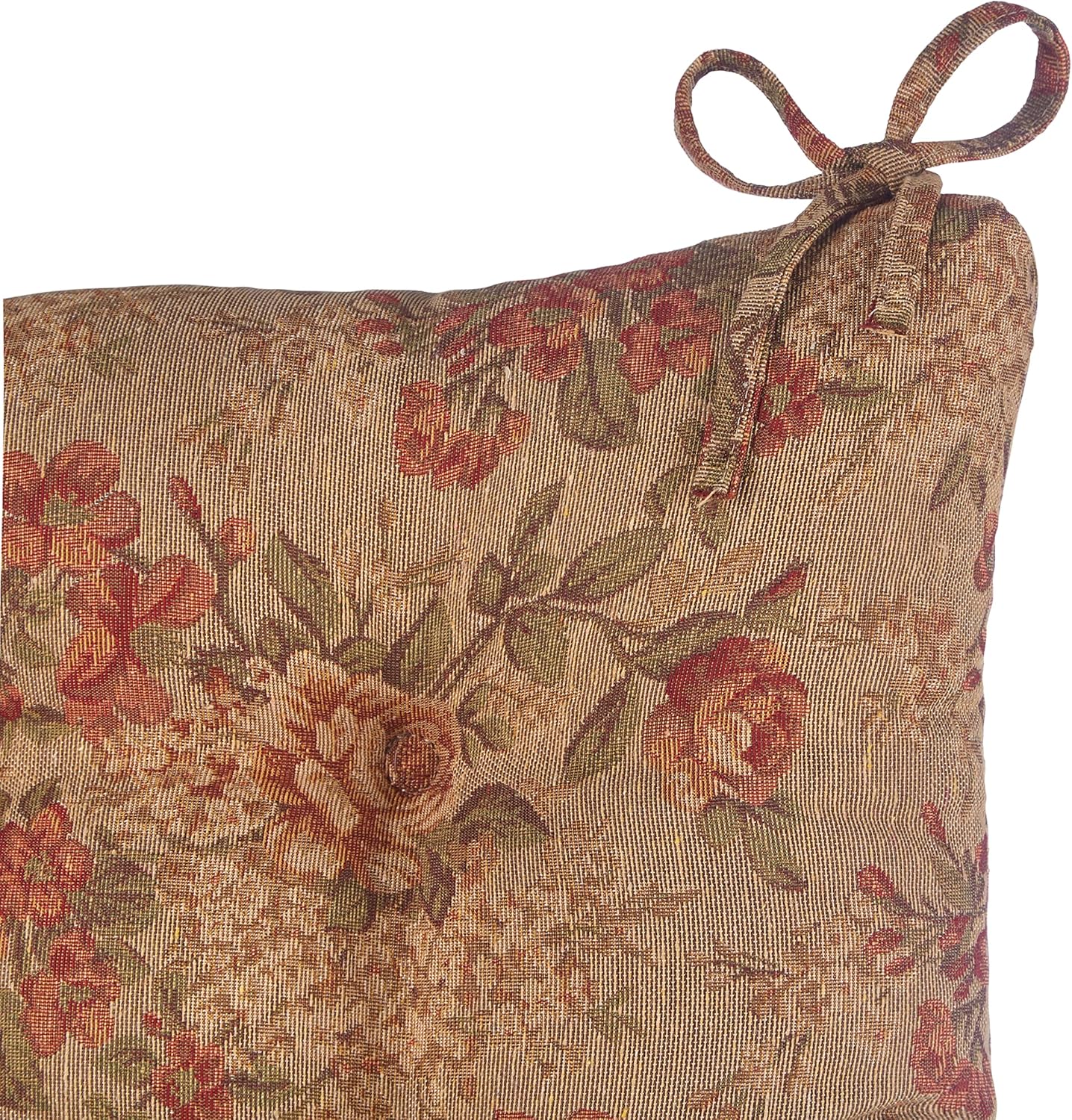 Klear Vu Omega Non-Slip Rocking Chair Cushion Set, Assembled in USA, Thick Padding & Tufted Design, Includes Seat Pad & Back Pillow with Ties, 17x17 Inches, 2-Piece Set, Somerset