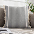 OJIA Modern Throw Pillow Cover with Tassels, Decorative Liana Fringe Accent Cushion Case, Farmhouse Woven Pillowcase for Sofa Chair Couch Bed Decor (Lumbar 18 x 18 Inches, Grey)