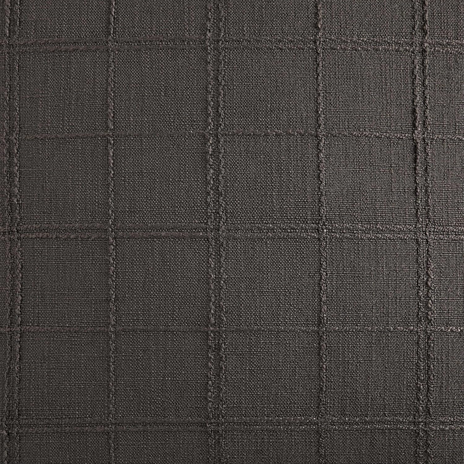 ZeeMart Linen Checked Throw Pillow Covers Set of 2, 16x16 Inch Charcoal/Cream, Farmhouse Decorative Single Sided Grid Embroidered Couch Pillow Cases Dark Grey Cotton Linen Cushion Covers