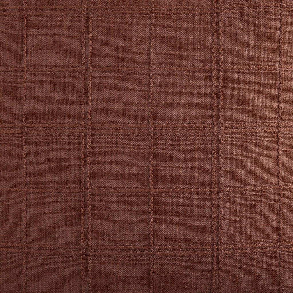 ZeeMart Linen Checked Throw Pillow Covers Set of 2, 20x20 Inch Terracota/Cream, Farmhouse Decorative Single Sided Grid Embroidered Couch Pillow Cases Rust Cotton Linen Cushion Covers