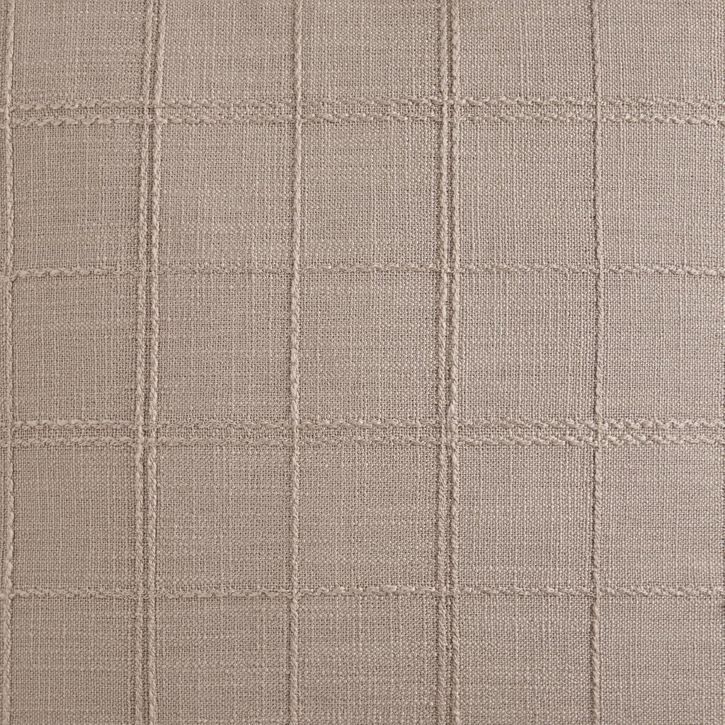ZeeMart Linen Checked Throw Pillow Covers Set of 2, 18x18 Inch Taupe/Cream, Farmhouse Decorative Single Sided Grid Embroidered Couch Pillow Cases Light Brown Cotton Linen Cushion Covers