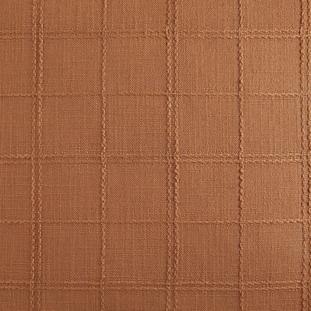 ZeeMart Linen Checked Throw Pillow Covers Set of 2, 18x18 Inch Caramel/Cream, Farmhouse Decorative Single Sided Grid Embroidered Couch Pillow Cases Burnt Orange Cotton Linen Cushion Covers