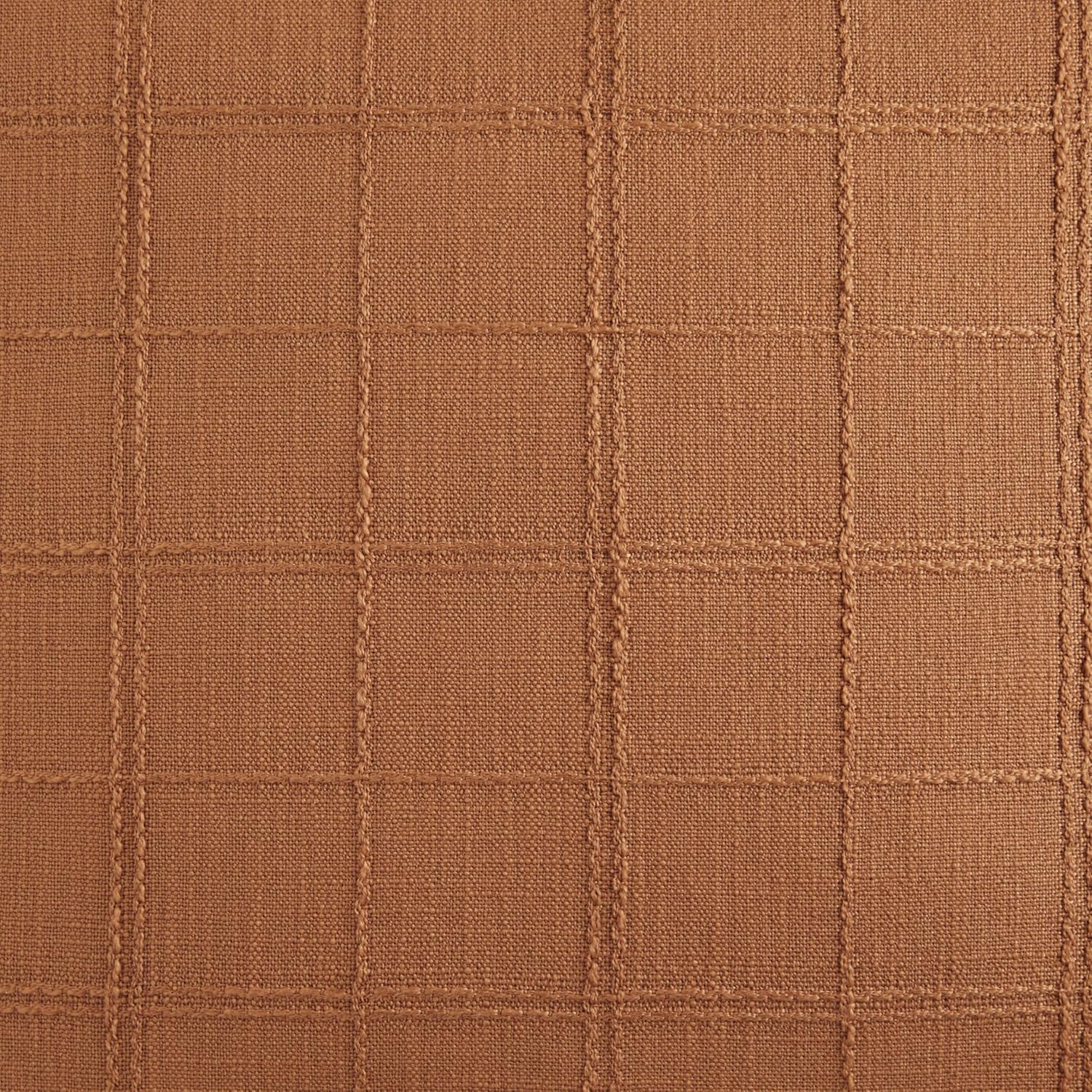 ZeeMart Linen Checked Throw Pillow Covers Set of 2, 20x20 Inch Caramel/Cream, Farmhouse Decorative Single Sided Grid Embroidered Couch Pillow Cases Burnt Orange Cotton Linen Cushion Covers