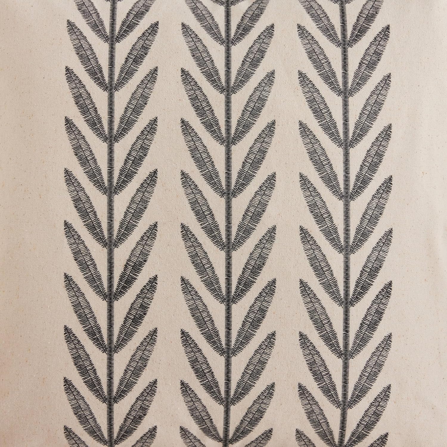 100% Cotton Farmhouse Leaves Throw Pillow Covers Set of 2, 22x22 Inch Black Pastoral Decorative Print Cushion Covers for Sofa Bed Living Room Home Decor