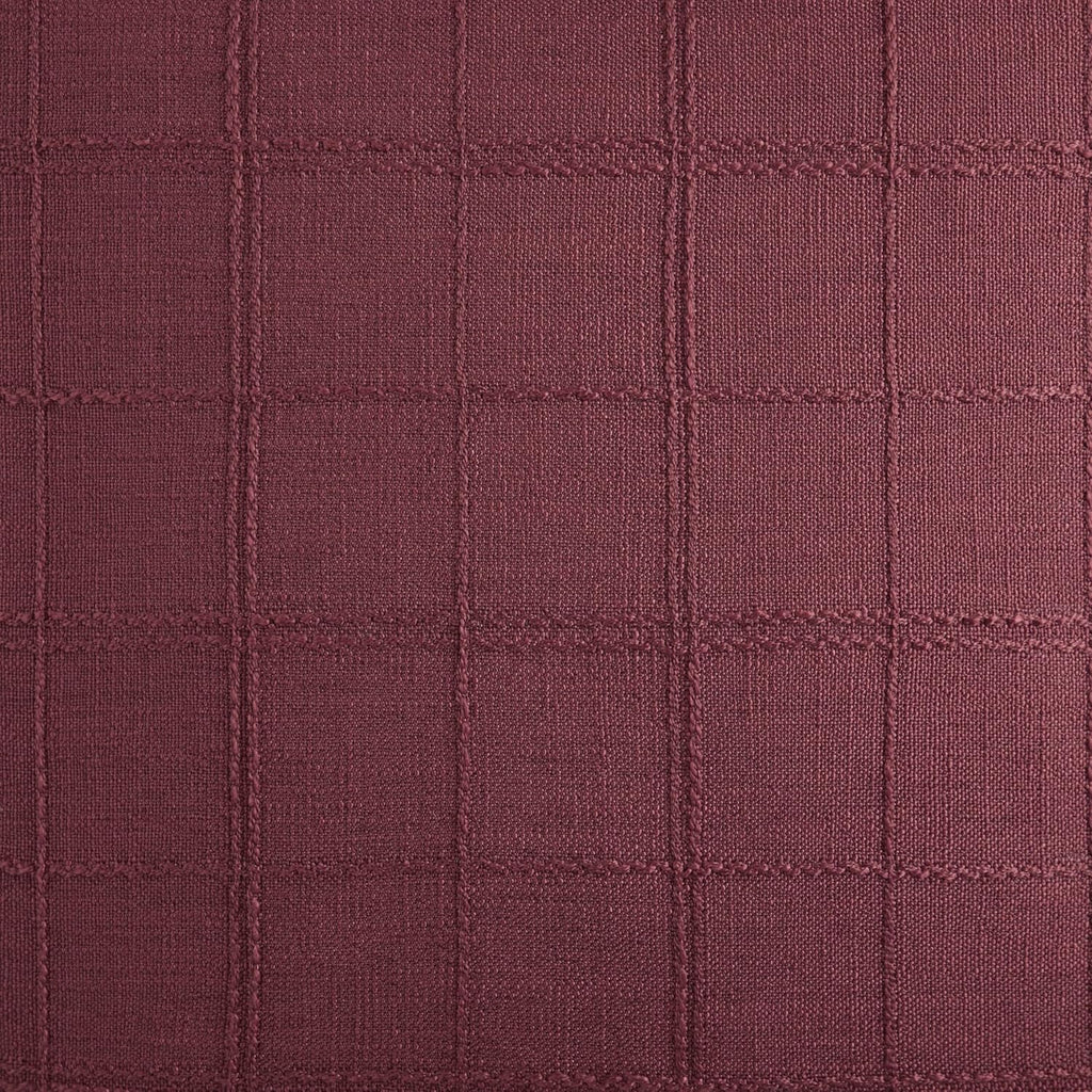ZeeMart Linen Checked Throw Pillow Covers Set of 2, 22x22 Inch Burgundy/Cream, Farmhouse Decorative Single Sided Grid Embroidered Couch Pillow Cases Red Cotton Linen Cushion Covers