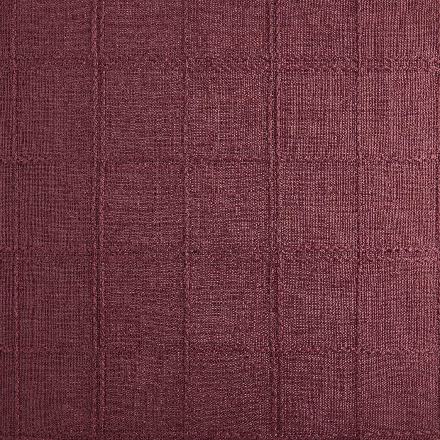 ZeeMart Linen Checked Throw Pillow Covers Set of 2, 22x22 Inch Burgundy/Cream, Farmhouse Decorative Single Sided Grid Embroidered Couch Pillow Cases Red Cotton Linen Cushion Covers