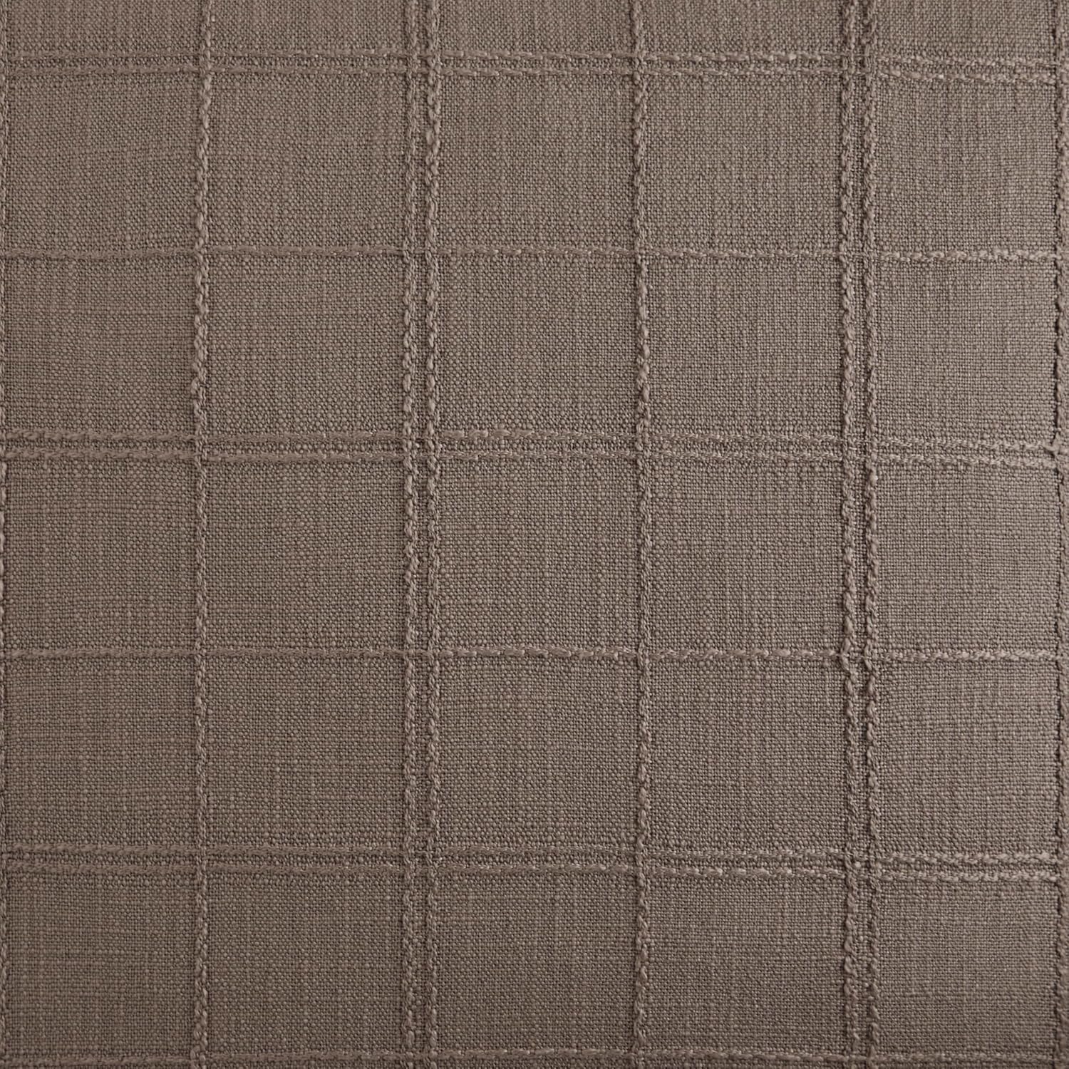 ZeeMart Linen Checked Throw Pillow Covers Set of 2, 16x16 Inch Cocoa Brown/Cream, Farmhouse Decorative Single Sided Grid Embroidered Couch Pillow Cases Brown Cotton Linen Cushion Covers