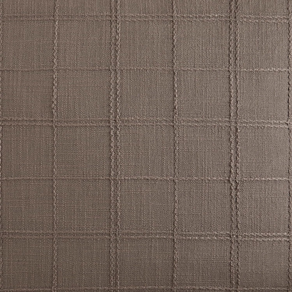 ZeeMart Linen Checked Throw Pillow Covers Set of 2, 18x18 Inch Cocoa Brown/Cream, Farmhouse Decorative Single Sided Grid Embroidered Couch Pillow Cases Brown Cotton Linen Cushion Covers